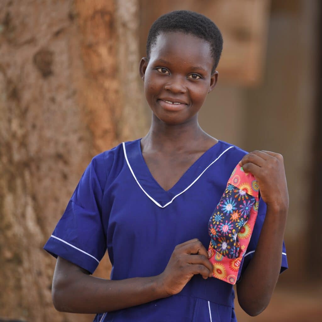 girl in uganda with sanitary pad